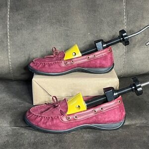 Vionic Women's Suede Moccasin Loafers Orthotic Arch Support Size 8 Burgundy